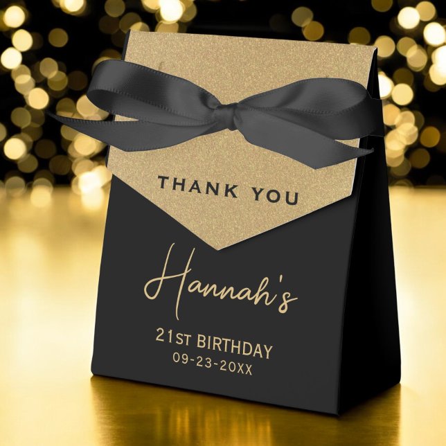 21st Birthday Gold Foil Monogram Script Thank You Favour Box (Creator Uploaded)