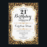 21st Birthday - Gold Leopard Print Invitation<br><div class="desc">21st Birthday Invitation.
Elegant design in white and faux glitter gold. Features leopard cheetah animal print,  script font and roses. Perfect for an elegant birthday party. Can be personalized into any year! Message me if you need further customization.</div>