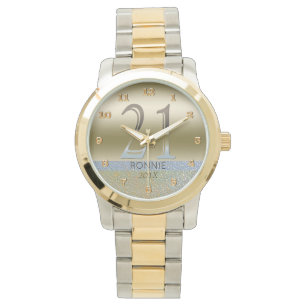 21st Birthday Gold Silver Number 21 Watch