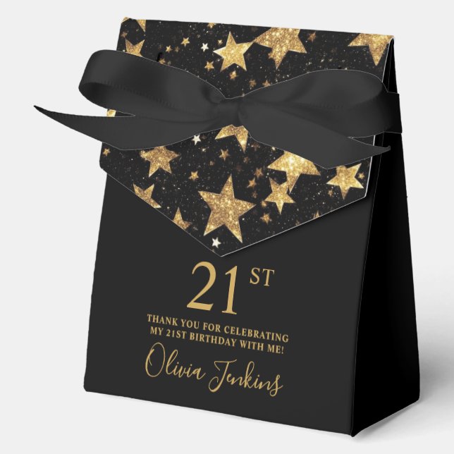 21st Birthday Gold Stars Thank You  Favour Box (Front)
