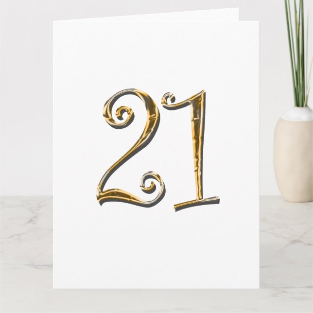21st birthday gold white elegant card (Front)