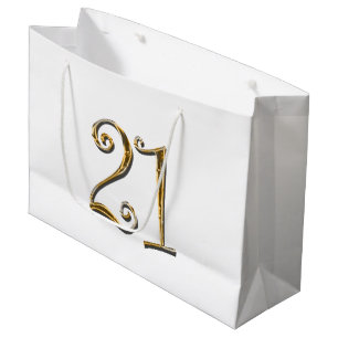 21st birthday gold white elegant large gift bag