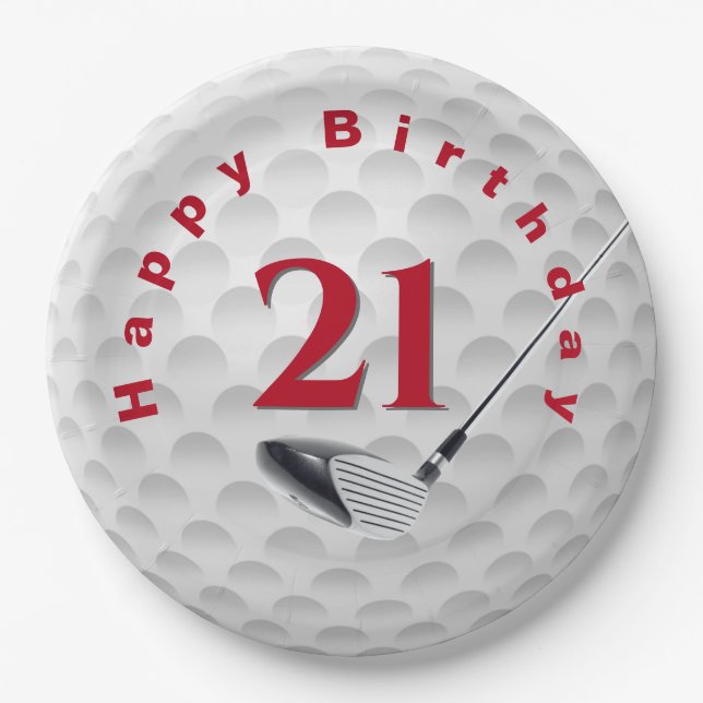 21st Birthday Golf Ball Design Paper Plate (Front)