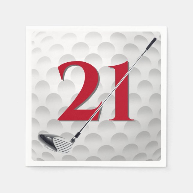 21st Birthday Golf Club Napkin (Front)