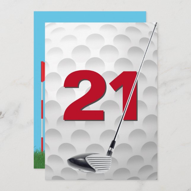 21st Birthday Golf Theme Party Invitation (Front/Back)