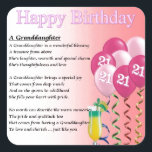 21st Birthday Granddaughter Poem Square Sticker<br><div class="desc">A great gift for a granddaughter on her 21st birthday</div>