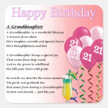 21st Birthday Granddaughter Poem