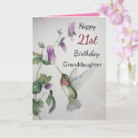 21st Birthday Granddaughter Pretty Hummingbird Card<br><div class="desc">Celebrate your granddaughter’s 21st birthday with a lovely hummingbird watercolor card. Modern and stylish,  the garden design was created with soft colors of cream,  green and pink. Perfect for a young woman who loves pretty pictures of charming birds and beautiful gardens.</div>