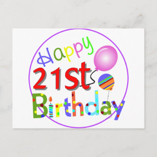 21st birthday greetings postcard