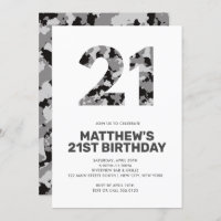 21ST Birthday, Grey Camo Personalised