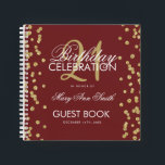 21st Birthday Guestbook Gold Confetti Burgundy Notebook<br><div class="desc">An elegant 21st Birthday Party Guest Book template with Gold Glitter Confetti on Burgundy design and easy to customise text.</div>