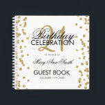 21st Birthday Guestbook Gold Confetti White Notebook<br><div class="desc">An elegant 21st Birthday Party Guest Book template with Gold Glitter Confetti on White design and easy to customise text.</div>