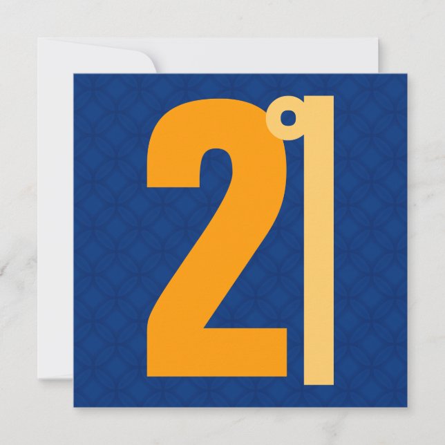 21st Birthday Huge Numbers Blue and Gold W1128 Invitation (Front)
