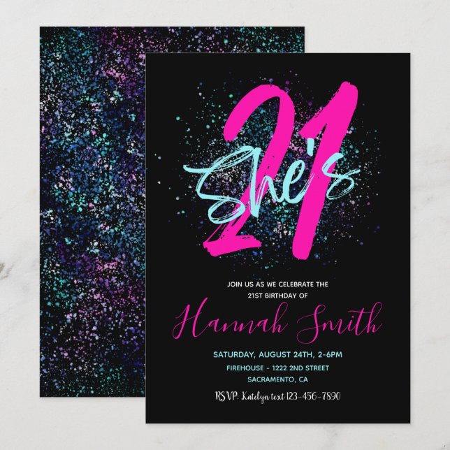 21st Birthday Invitation | 21st Birthday (Front/Back)