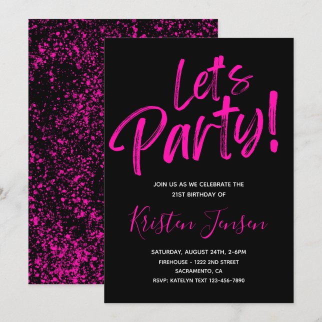 21st Birthday Invitation | 21st Birthday Invite (Front/Back)