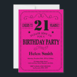 21st Birthday Invitation Black and Hot Pink<br><div class="desc">21st Birthday Invitation Black and Hot Pink Typography. Black and Hot Pink Background. Adult Birthday. Male Men or Women Birthday. Kids Boy or Girl Lady Teen Teenage Bday Invite. 13th 15th 16th 18th 20th 21st 30th 40th 50th 60th 70th 80th 90th 100th. Any Age. For further customisation, please click the...</div>