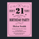 21st Birthday Invitation Black and Pink<br><div class="desc">21st Birthday Invitation Black and Pink Typography. Black and Pink Background. Adult Birthday. Male Men or Women Birthday. Kids Boy or Girl Lady Teen Teenage Bday Invite. 13th 15th 16th 18th 20th 21st 30th 40th 50th 60th 70th 80th 90th 100th. Any Age. For further customisation, please click the "Customise it"...</div>