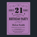 21st Birthday Invitation Black and Purple<br><div class="desc">21st Birthday Invitation Black and Purple Typography. Black and Purple Lilac Lavender Violet Background. Adult Birthday. Male Men or Women Birthday. Kids Boy or Girl Lady Teen Teenage Bday Invite. 13th 15th 16th 18th 20th 21st 30th 40th 50th 60th 70th 80th 90th 100th. Any Age. For further customisation, please click...</div>
