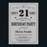 21st Birthday Invitation Black and Silver Grey<br><div class="desc">21st Birthday Invitation Black and Silver Grey Typography. Black and Silver Grey Grey Background. Adult Birthday. Male Men or Women Birthday. Kids Boy or Girl Lady Teen Teenage Bday Invite. 13th 15th 16th 18th 20th 21st 30th 40th 50th 60th 70th 80th 90th 100th. Any Age. For further customisation, please click...</div>