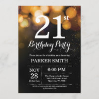 21st Birthday Invitation Gold Glitter