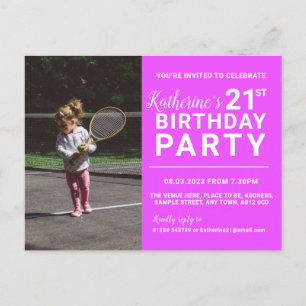 21st Birthday Invitation Photo Card Pink