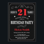 21st Birthday Invitation Red and Black Chalkboard<br><div class="desc">21st Birthday Invitation Red and Black Typography. Chalkboard. Black and White Background. Adult Birthday. Male Men or Women Birthday. Kids Boy or Girl Lady Teen Teenage Bday Invite. 13th 15th 16th 18th 20th 21st 30th 40th 50th 60th 70th 80th 90th 100th. Any Age. For further customisation, please click the "Customise...</div>