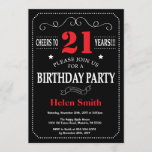 21st Birthday Invitation Red and Black Chalkboard<br><div class="desc">21st Birthday Invitation Red and Black Typography. Chalkboard. Black and White Background. Adult Birthday. Male Men or Women Birthday. Kids Boy or Girl Lady Teen Teenage Bday Invite. 13th 15th 16th 18th 20th 21st 30th 40th 50th 60th 70th 80th 90th 100th. Any Age. For further customisation, please click the "Customise...</div>