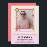 21st birthday invitation Retro Groovy Pink Flowers<br><div class="desc">21st birthday invitation Retro Groovy Pink Flowers</div>