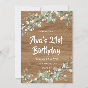 21st Birthday Invitation – Rustic Greenery