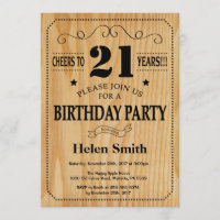 21st Birthday Invitation Rustic Wood