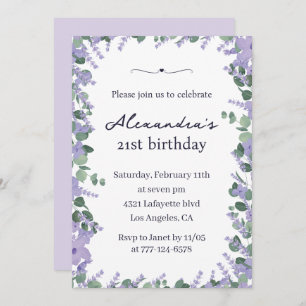 21st birthday invitations Boho Floral Frame