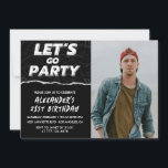 21st birthday invitations Men Black Photo<br><div class="desc">21st birthday invitations Men Black Photo LET'S GO PARTY</div>