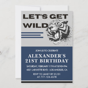 21st birthday invitations Men Party Let's Get Wild