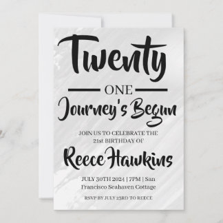 21st birthday invitations modern black and white