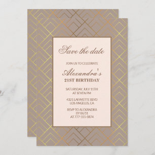 21st birthday invitations Save the date Elegant