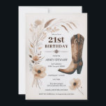 21st Birthday Invite Cowgirl<br><div class="desc">Celebrate your big day in Western style with our 21st birthday invitation! Saddle up for a rustic and charming birthday bash with our cowgirl and cowboy boots themed invites that perfectly capture the essence of a country western party. Whether you're a fan of line dancing or simply love the country...</div>