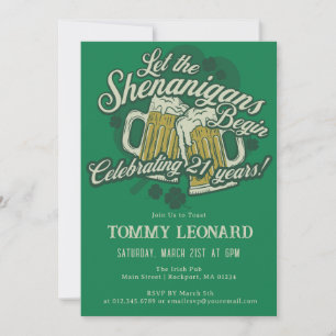 21st Birthday Irish St.Patrick's Day Beer Invitation