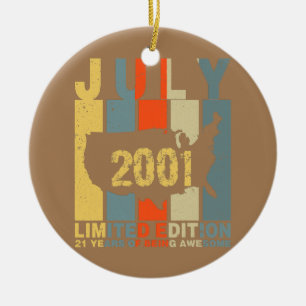 21st Birthday July 2001 21 Years Of Being Awesome Ceramic Tree Decoration
