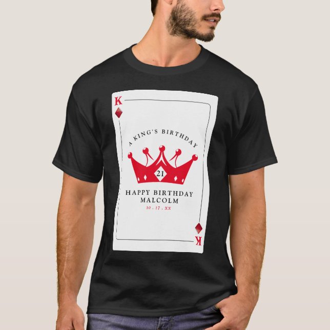 21st Birthday King of Diamonds Casino Poker Card T-Shirt (Front)
