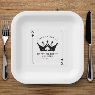 21st Birthday King of Spades Casino Poker Card Paper Plate