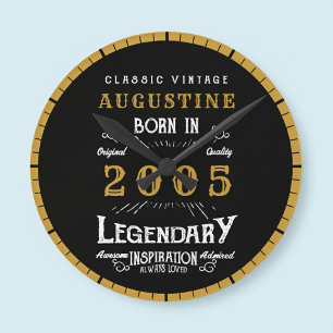 21st Birthday Legend Born 2005 Round Clock