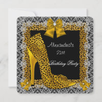 21st Birthday Leopard Gold High Heel Shoe Lace 2