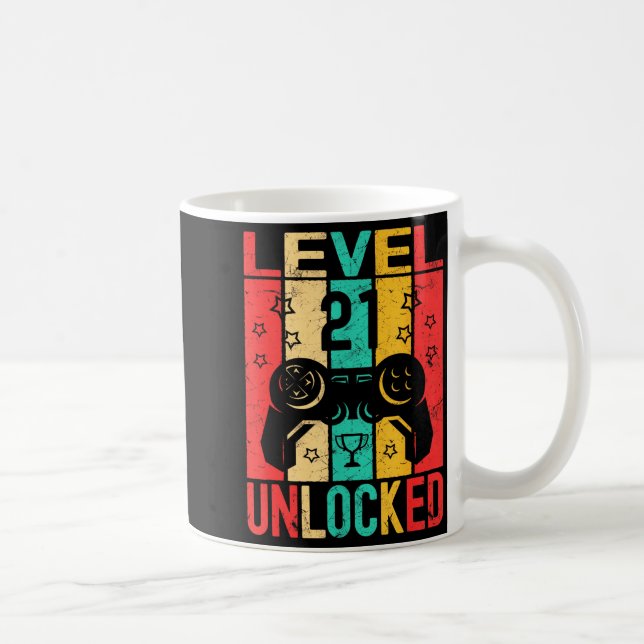 21st Birthday Level 21 Unlocked Gamer Funny Birthd Coffee Mug (Right)