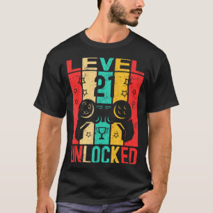 21st Birthday Level 21 Unlocked Gamer Funny Birthd T-Shirt
