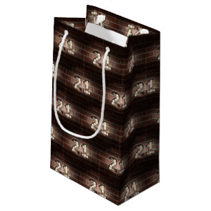 21st birthday-marque lights on brick small gift bag