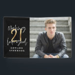 21st birthday modern black and gold photo collage banner<br><div class="desc">Cheers to 21 years 21st birthday modern black and gold photo collage invitation. Modern script text design. Part of a collection.</div>