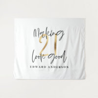 21st birthday modern black and gold stylish