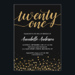 21st Birthday Modern Black Gold Confetti Script Invitation<br><div class="desc">Modern Black Gold Confetti Dots Script 21st Birthday Invitation
The design features 'twenty one' in a modern elegant script and gold confetti dots accent.
If you would like to customise the text 'twenty one' to another age,  feel free to email us at panggadesigns@gmail.com.</div>