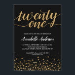 21st Birthday Modern Black Gold Confetti Script Invitation<br><div class="desc">Modern Black Gold Confetti Dots Script 21st Birthday Invitation
The design features 'twenty one' in a modern elegant script and gold confetti dots accent.
If you would like to customise the text 'twenty one' to another age,  feel free to email us at panggadesigns@gmail.com.</div>