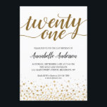 21st Birthday Modern Gold Confetti Dots Script Invitation<br><div class="desc">Modern Gold Confetti Dots Script 21st Birthday Invitation
The design features 'twenty one' in a modern elegant script and gold confetti dots accent.
If you would like to customise the text 'twenty one' to another age,  feel free to email us at panggadesigns@gmail.com.</div>